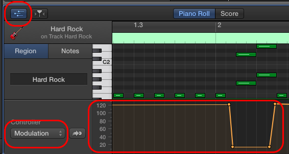 Modulation adjusted at different values as the track progresses